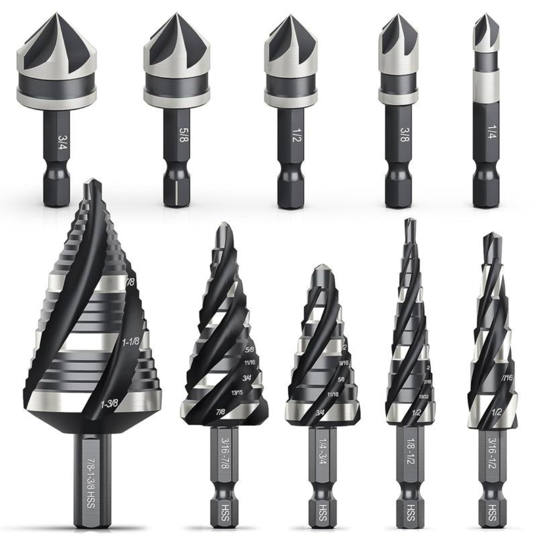 10-Piece Drill Bit Set & Countersink Bits