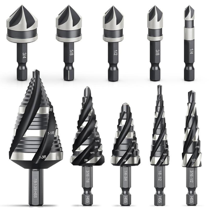 10-Piece Drill Bit Set & Countersink Bits