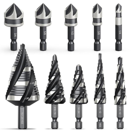10-Piece Drill Bit Set & Countersink Bits