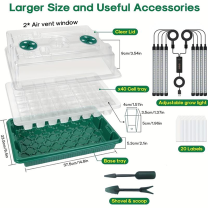 160-Cell Seedling Starter Tray with Grow LED Lights